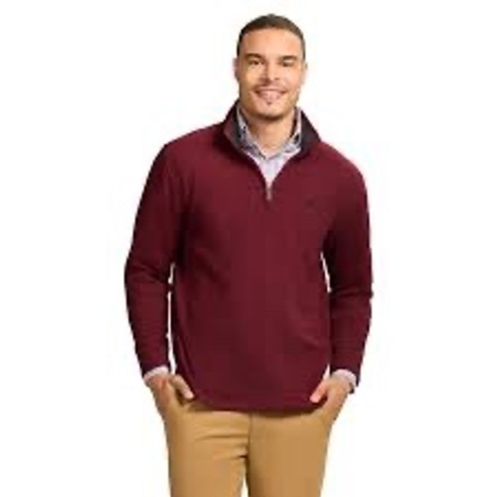 IZOD Mens Comfort+ Performance Quarter Zip Pullover Burgundy Heather 2XLT